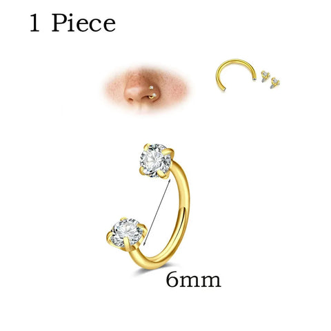 Stainless Steel Crystal Hoop Ring Piercing Nose Ear Nose Rings Women Men Cartilage Helix