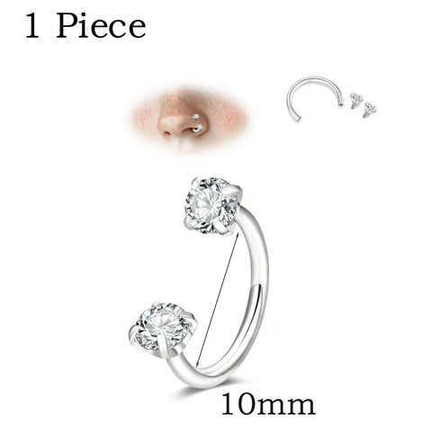 Stainless Steel Crystal Hoop Ring Piercing Nose Ear Nose Rings Women Men Cartilage Helix