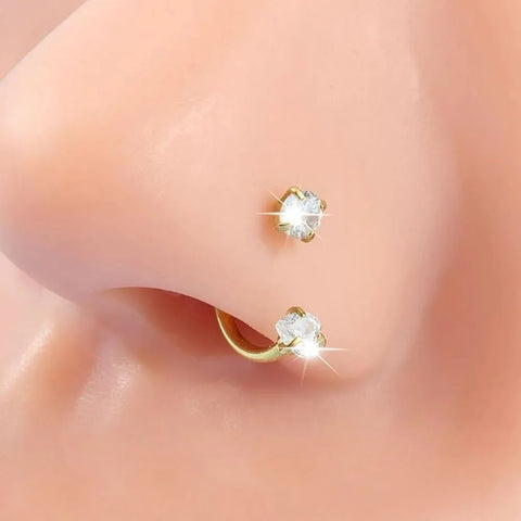 Stainless Steel Crystal Hoop Ring Piercing Nose Ear Nose Rings Women Men Cartilage Helix