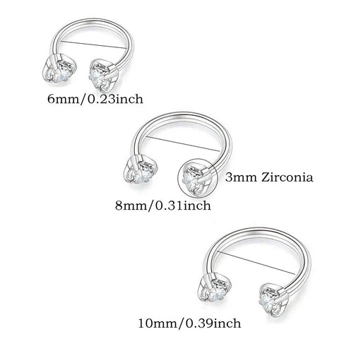 Stainless Steel Crystal Hoop Ring Piercing Nose Ear Nose Rings Women Men Cartilage Helix