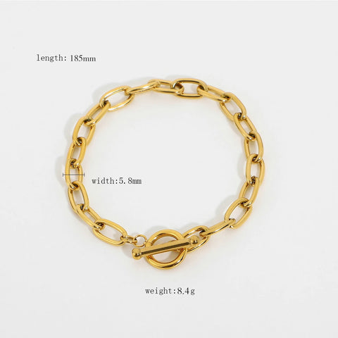 Stainless Steel Golden Chain Bangle Bracelet Minimalist Geometric Metal
