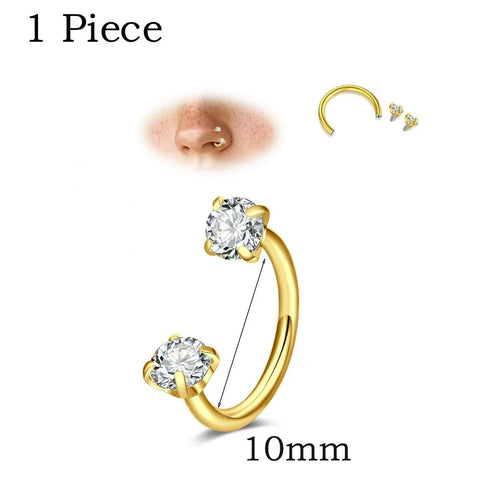 Stainless Steel Crystal Hoop Ring Piercing Nose Ear Nose Rings Women Men Cartilage Helix
