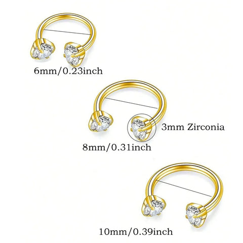 Stainless Steel Crystal Hoop Ring Piercing Nose Ear Nose Rings Women Men Cartilage Helix