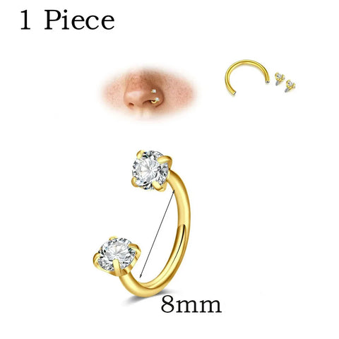 Stainless Steel Crystal Hoop Ring Piercing Nose Ear Nose Rings Women Men Cartilage Helix