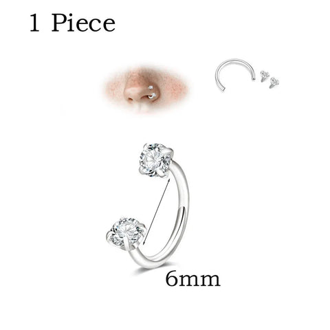 Stainless Steel Crystal Hoop Ring Piercing Nose Ear Nose Rings Women Men Cartilage Helix