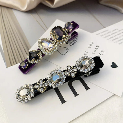 Retro French Hairpins Imitation Pearl Crystal Rhinestone Hair Clips
