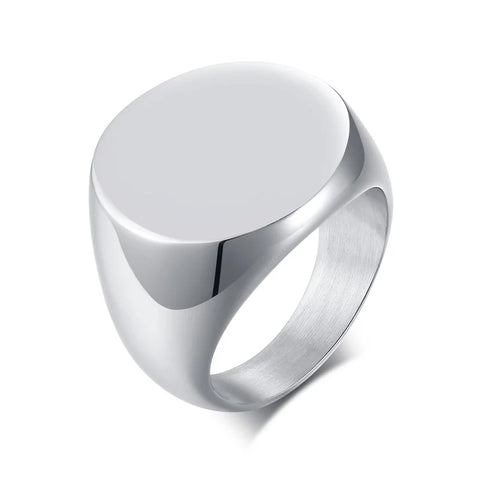Signet Ring for Men Black Square Top Stainless Steel Finger Band Gothic Rings