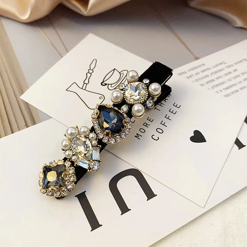 Retro French Hairpins Imitation Pearl Crystal Rhinestone Hair Clips