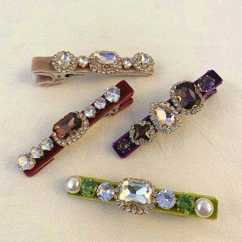 Retro French Hairpins Imitation Pearl Crystal Rhinestone Hair Clips