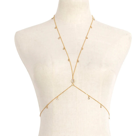 Simple Style Chain Necklace Sequins Belly Body Chain