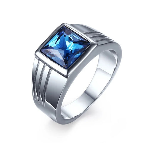 Signet Ring for Men Black Square Top Stainless Steel Finger Band Gothic Rings
