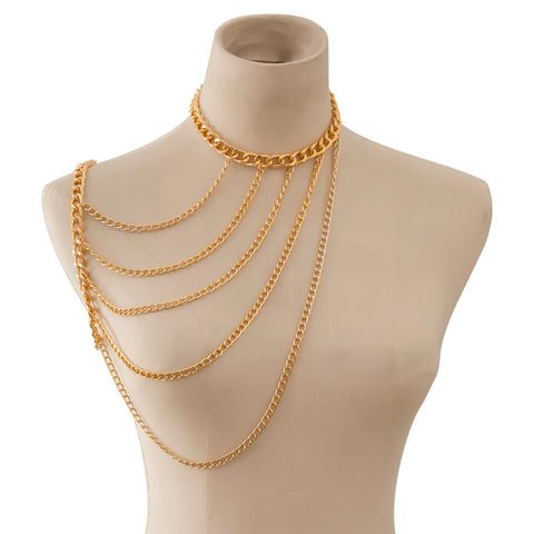 Simple Style Chain Necklace Sequins Belly Body Chain
