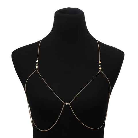 Simple Style Chain Necklace Sequins Belly Body Chain