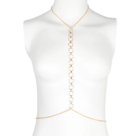 Simple Style Chain Necklace Sequins Belly Body Chain