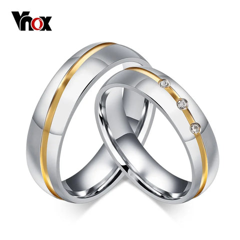 Vnox Wedding Rings for Women / Men 316l Stainless Steel Jewelry for 1 piece