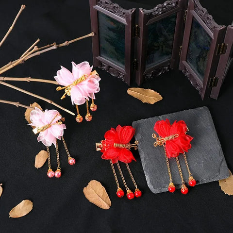 Chinese Hanfu Vintage Dress Headwear Long Tassels Hair Clip Noiva Jewelry