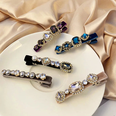Retro French Hairpins Imitation Pearl Crystal Rhinestone Hair Clips