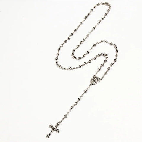 Vintage gold rosary small female necklace Jesus cross necklace.