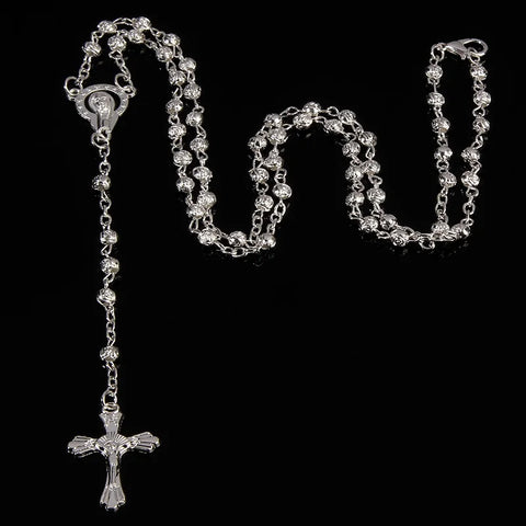 Vintage gold rosary small female necklace Jesus cross necklace.