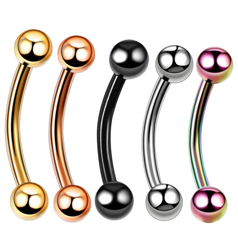 Titanium Epoxy Curved Barbells Eyebrow Rings Piercing Curved Bar Banana Eyebrow Ear piercing