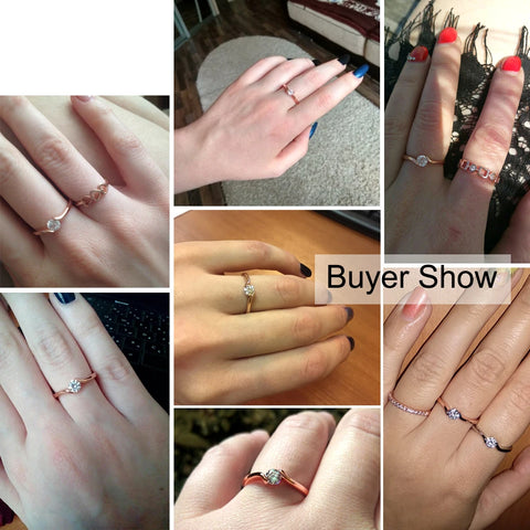 Wedding Ring For Women Concise Round Cut Cubic Zirconia Rose Gold Color