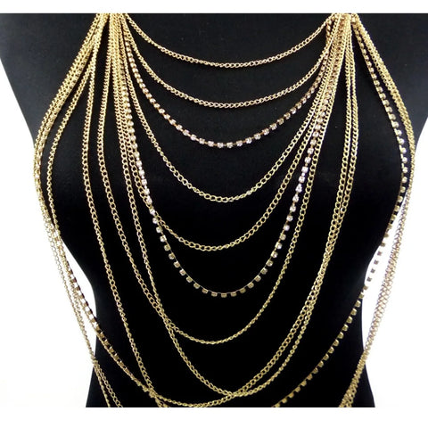 MultiLayer Body Chains For Women Rhinestone Chest Chain