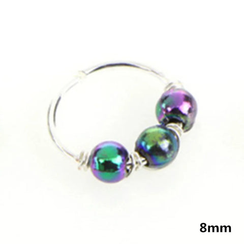 Sexy Rose Gold Silver Plated Round Hoop Beads Nose Ring Stud Nose Hoop Piercing