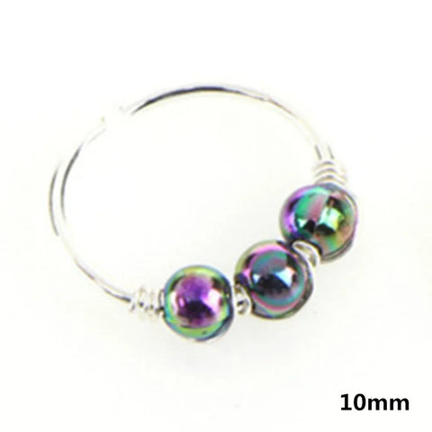 Sexy Rose Gold Silver Plated Round Hoop Beads Nose Ring Stud Nose Hoop Piercing