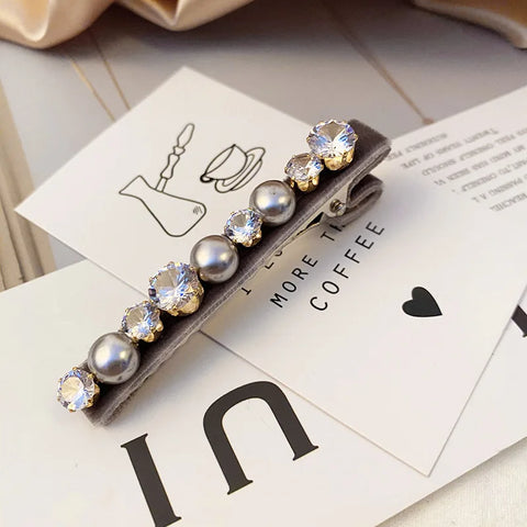 Retro French Hairpins Imitation Pearl Crystal Rhinestone Hair Clips