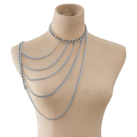 Simple Style Chain Necklace Sequins Belly Body Chain