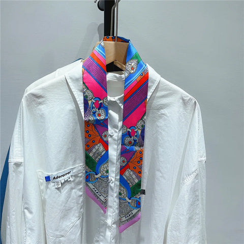 Saddle Print Summer Scarf Brand Design Women Skinny Bag Scarves