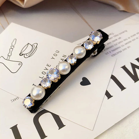 Retro French Hairpins Imitation Pearl Crystal Rhinestone Hair Clips