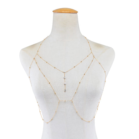 Simple Style Chain Necklace Sequins Belly Body Chain