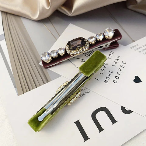 Retro French Hairpins Imitation Pearl Crystal Rhinestone Hair Clips