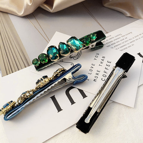 Retro French Hairpins Imitation Pearl Crystal Rhinestone Hair Clips