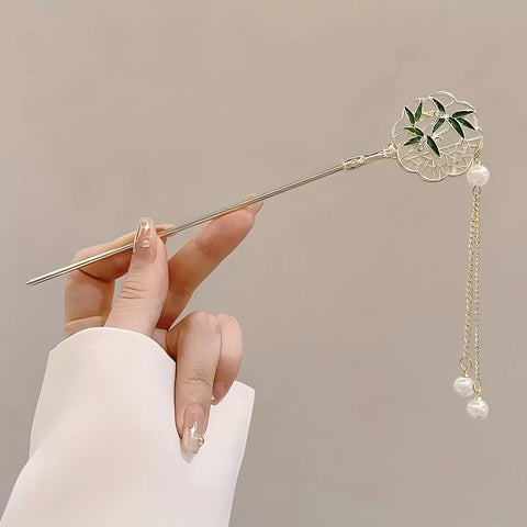 Elegant Chinese Style Hair Clip Tassel Hair Stick Traditional Floral Design