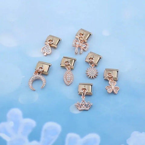 Flower Bowknot Crown Moon Dazzling Charm Links