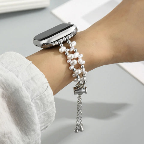 New Beads Metal Link Strap For Apple Watch Band For Women 38mm 40mm 41mm 42mm 44mm 45mm 46mm 49mm