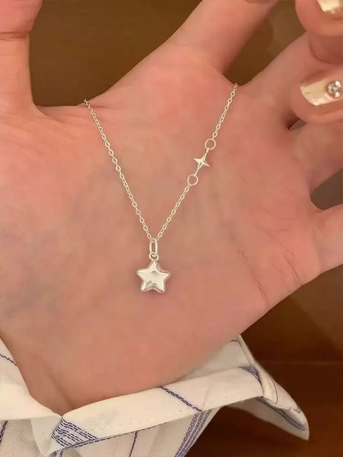 Sterling Silver Star Necklace for Women Exquisite Five Pointed Star Collarbone Chain