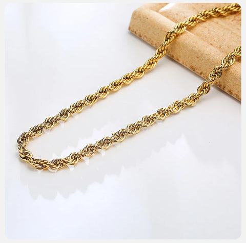 Vnox Dainty Gold Color Rope Chain Necklaces for Women Men,Chic Twisted Collar