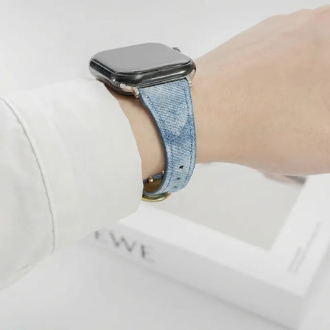 Denim Tie-Dye Strap for Apple Watch Band 49MM/44/40/41MM/38/42/45mm Women's Canvas Strap