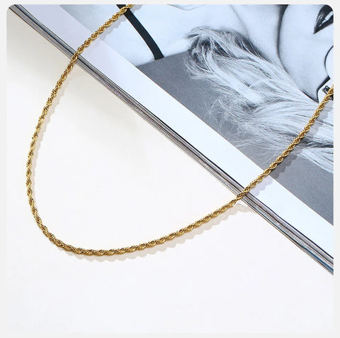 Vnox Dainty Gold Color Rope Chain Necklaces for Women Men,Chic Twisted Collar