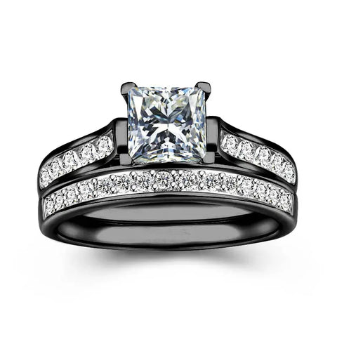 Charm Couple Rings Romantic Women Purple Rhinestones CZ Rings Set Trendy Jewelry