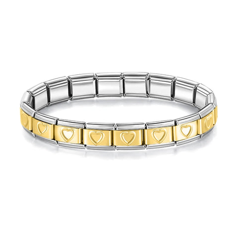 Women's 9mm Itanlian Elastic Star Heart Flower Charms Fashion Stainless Steel Bracelet Jewelry Gift ST-HUA