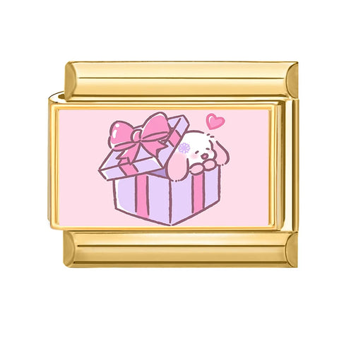 Golden Cute Lovely Cat Dogs Bow Cherry Tulip  Charm Links