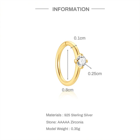 Sterling Silver Pierceing Nose Ring Simple Round Twist Rope Nose Ring Women