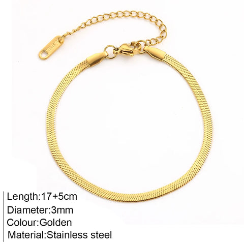 Women's High-end Stainless Steel Bracelets Box Chain Clip Bead Chain Fashion