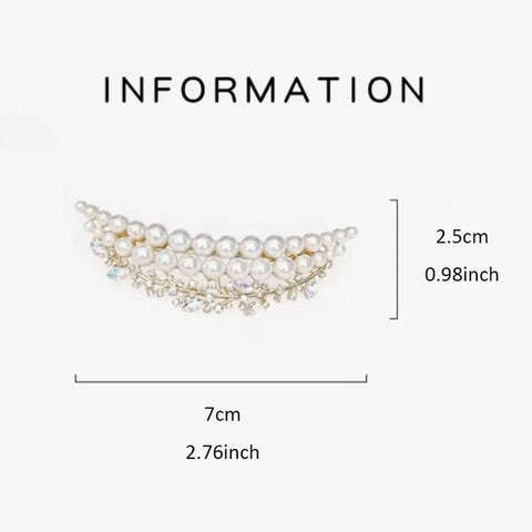 French Style Pearl Crystal Crescent Spring Clip Women's Back of Head Half-tied Hair Clip
