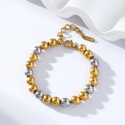 Stainless Steel Metal Beads Charms Bracelet Bangle for Women