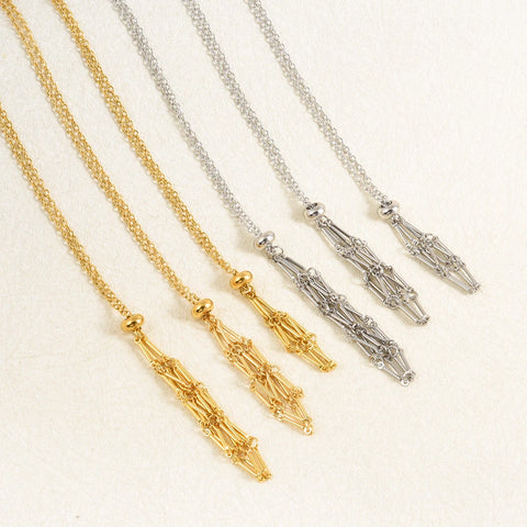 Stainless Steel DIY Stone Collecting Cord Adjustable Holder Collares Jewelry